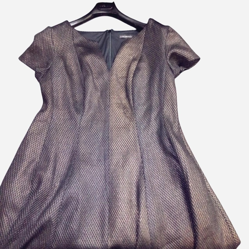 Lane Bryant metallic mesh brown, black and gold fit and flare dress size XL